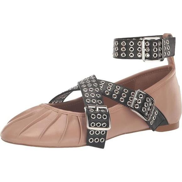 Steve Madden Women's Bryar Strappy Buckled Ballet Flats Blush/Black Size 6.5M - Picture 2 of 5